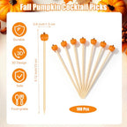 100 Pieces Fall Pumpkin Cocktail Picks 4.7 Inch Fall Picks (Fall Pumpkin)