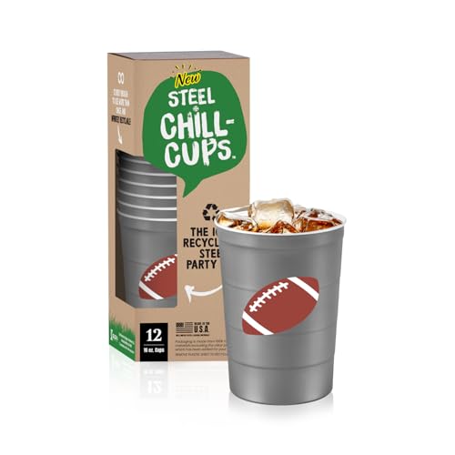 16 oz. Reusable Party Cups (Football Gray / 12 Count)