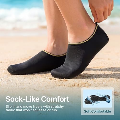 Water Shoes for Women Men Quick (13-14 Women/12-13 Men / Black Gold-w010)