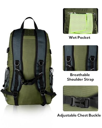 Lightweight Packable Hiking Backpack (Army Green)