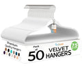 Premium Velvet Hangers 50 Pack Ultra Thin Non Slip Adult Felt Space Saving Slim Suit Hanger for Closet Heavy Duty Coat Pants Jackets Dress Hangers 360° Swivel Hook Hold Upto 10 lbs White (White / 50 Pack)