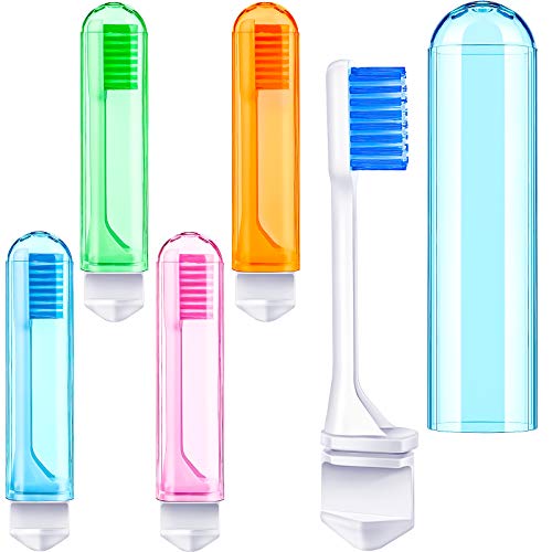 4 Pcs Travel Toothbrush Mini Foldable with Case (Bright Color)