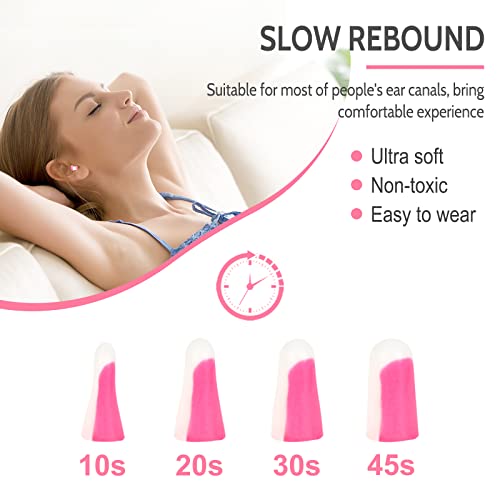 Soft Foam Ear Plugs for Sleeping (Pink/White / 1 pair (Pack of 5))
