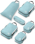 Compression Packing Cubes for Carry (6 Piece / Dusty Teal and White)
