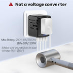 Universal Travel Plug Adapter 5 in 1 Charger (2TYPE C+2USB-Grey black)