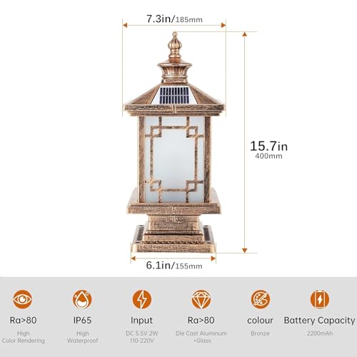 LED Solar Post Light Outdoor (Bronze)