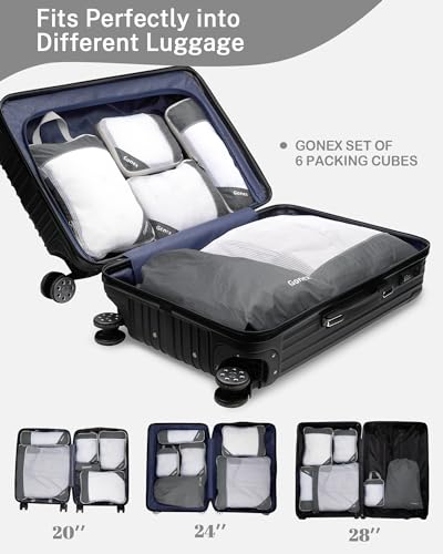 Compression Packing Cubes for Travel (Set of 6 / 6-Gray)