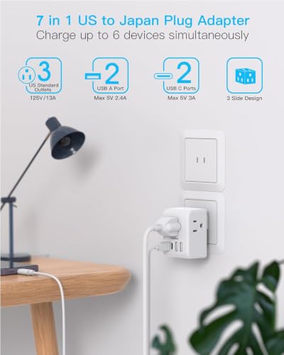 2 Pack US to Japan Plug Adapter