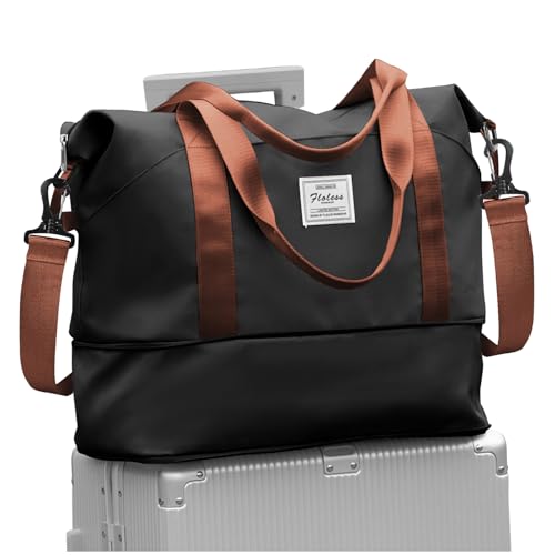 Foldable Duffle Bag For Travel Women Men SA Approved Personal Item Bags (A98-blackbrown-expandable / X-large)