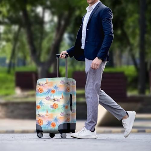 Watercolor Tropical Beach Luggage Cover (M(for 22-25 inch luggage) / Tropical Beach)