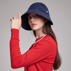 Linen Victorian Bonnet Hat Sun Cap (Small-Large / Navy)