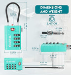TSA Approved Luggage Locks with Search Alert Indicator (Cyan)
