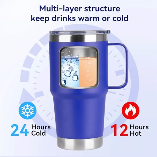 20oz Tumbler with Handle & Lid (Blue / 20 Ounces)