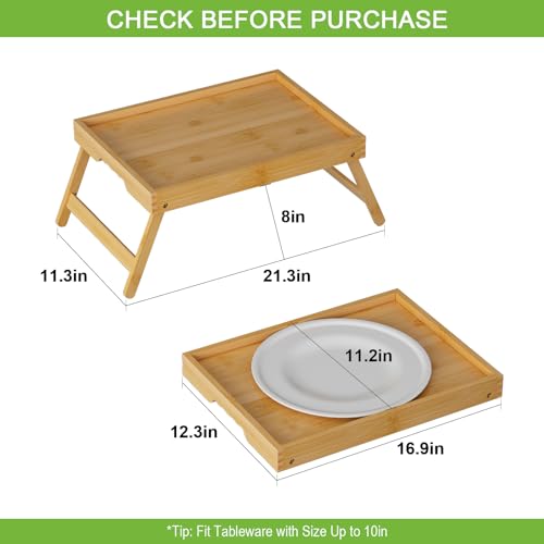 Bamboo Bed Tray Table with Folding Legs (Bamboo / Large)