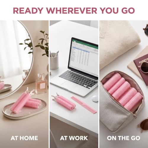 4Pcs Pink Hair Rollers with Clip