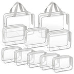 10 PCS Clear Travel Bags for Toiletries (Grey)