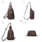 7L Sling Bag for Women Men Leather Small Sling Backpack Daypack Anti Theft Fanny Pack Crossbody Purse Travel (Regular Size-coffee)