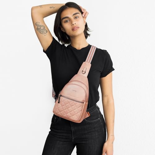 Sling Bag For Women Fanny Pack Crossbody Travel Shoulder Belt Bags Tote Backpack Purse Faux Leather Light Pink (Light Pink)