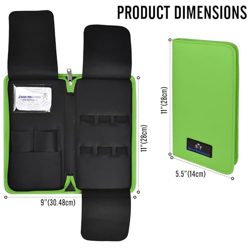 Leather 5 Scissor & Shear Storage Case for Hairstylist (Green)