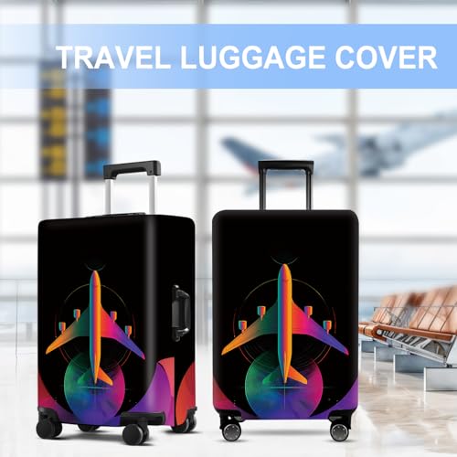 Colorful Airplane Luggage Cover Washable Suitcase Protector Anti (Colorful airplane / M(24-26inch suitcase))