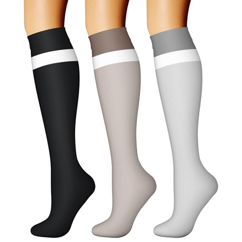 Compression Socks for Women & Men Circulation (Small-Medium / 31 Black/Grey/Light Grey)