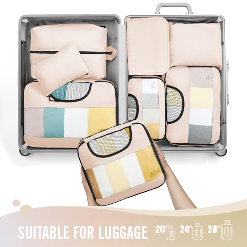 8 Set Packing Cubes for Travel Essentials (01 Cream)