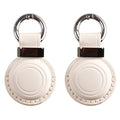 2 Pack KEEPXYZ Genuine Leather Keychain Holder Compatible with Airtag ([2 Pack] White V2.0)