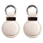 2 Pack KEEPXYZ Genuine Leather Keychain Holder Compatible with Airtag ([2 Pack] White V2.0)