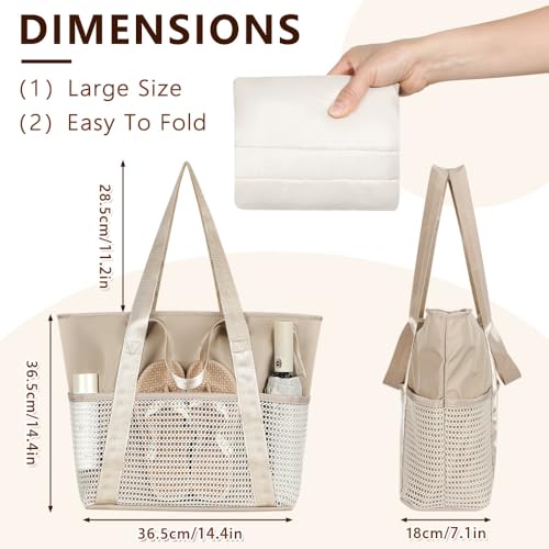 Waterproof Sandproof Large Beach Bag for Women (Beige)