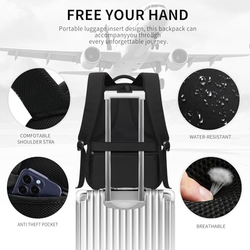 Black Backpack for Men Women (D6-black / 18.4 Inch)