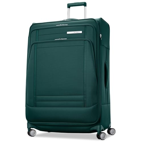 UpLIFT Lightweight Large Checked Softside Luggage with Spinner Wheels (Large Checked / Emerald Green)