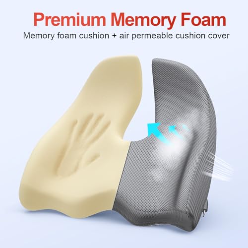 XL Ergonomic Seat Cushion Relieves Sciatica & Tailbone Pain (Grey / X Large)
