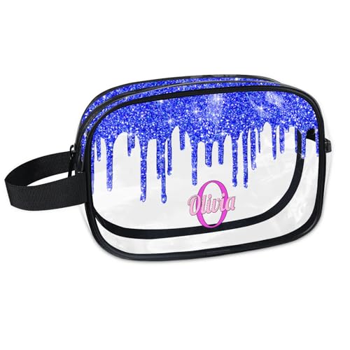 Personalized Clear Makeup Bag with Name (Royal Blue)