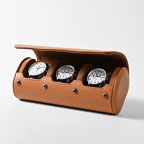 3 Slot Leather Watch Storage Box Brown (Brown / 3-Slot)