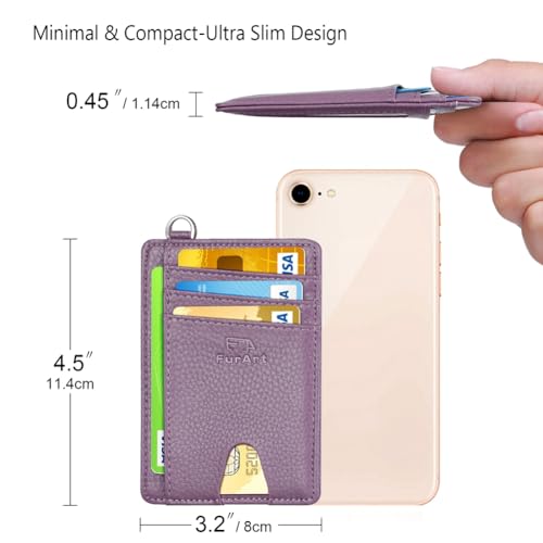 Slim Minimalist Wallet RFID Credit Card Holder for Men (small / Litchi Lavender)