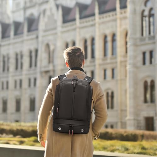 16 Inch Laptop Backpack Water Resistant Carry On Daypack Backpack Anti Theft Travel Rucksack Backpack with Shoe Compartment Shoulder Strap for Men Women (Black)