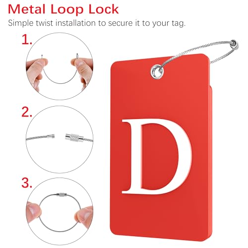 2 Pack Initial Luggage Tags for Suitcases Airplane Travel Essentials (Large D / Red)