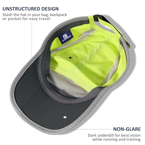 Reflective Foldable Running Hat for Men Women (7-7 5/8 / Bright Green)