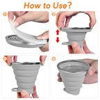 4 Pack Collapsible Silicone Cups with Lids (4 Pcs (Red, Green, Orange, Gray))