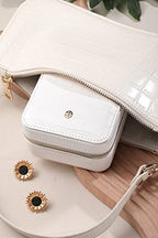 Travel Jewelry Organizer Boxes for Women Small Portable Necklace Earrings Bracelet Rings Travel Case Best Friend Birthday Gifts for Women Trendy (11_Pattern_Crocodile_White)