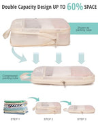 6 Set Space Saving Compression Packing Cubes Lightweight Packing Cube Begie (Beige / 6 Pcs(XL,L,M*2,S,laundry bag))
