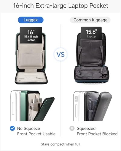 Front Pocket Expandable Carry On Luggage (Green / 20 Inch)