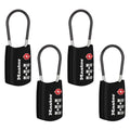 TSA Luggage Lock Resettable Travel Lock Black 4 Pack 4688BLKEC4 (Black / 4 Pack)