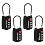 TSA Luggage Lock Resettable Travel Lock Black 4 Pack 4688BLKEC4 (Black / 4 Pack)