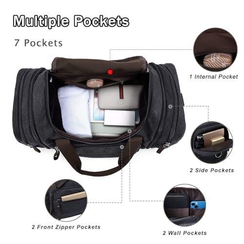 40L Canvas Duffle Bag for Men (Black / 40L)