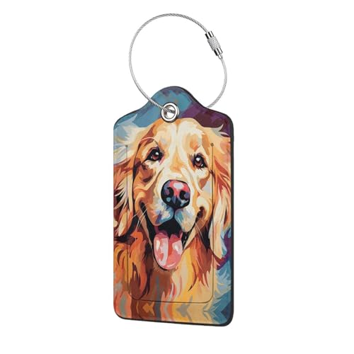 Dog Leather Luggage Tag with Stainless Steel Ring (1 PCS / Dog)
