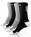 Dri tech Compression Dry Cushion Crew Socks 15 (Large-X-Large / Black-grey-white (4 Pairs))