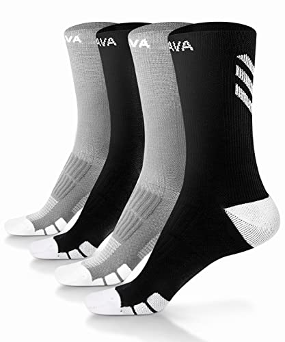 Dri tech Compression Dry Cushion Crew Socks 15 (Large-X-Large / Black-grey-white (4 Pairs))