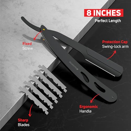 Premium Beard & Mustache Set with Beard scissors for men (4.5" Beard & Mustache Scissors / Black)