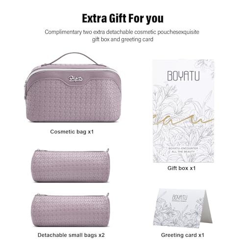 Travel Makeup Bag Cosmetic Bags for Women (L55Light Purple)